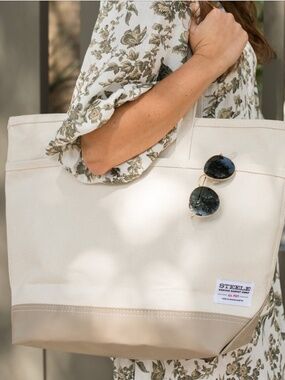 Steele Everyday Zip Top Tote - Natural Canvas
